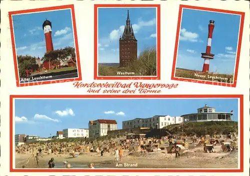 Wangerooge Nordseebad Westturm Strand Neuer und Alter Leuchtturm Kat. Wangerooge