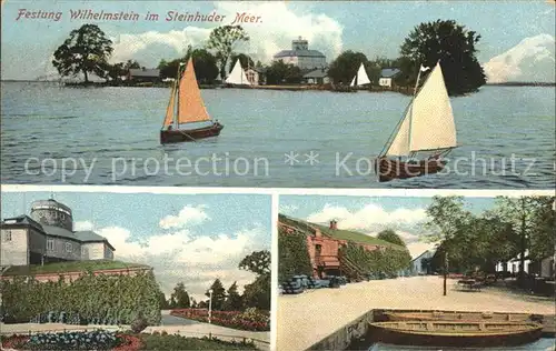 Steinhuder Meer Insel mit Festung Wilhelmstein Segelboot Kat. Wunstorf
