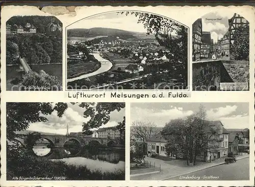 Melsungen Fulda Alte Buergerbruecke Fuldabruecke Lindenberg  Gasthaus Kat. Melsungen