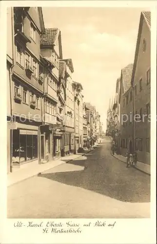 Alt Kassel Oberste Gasse mit St Martinskirche