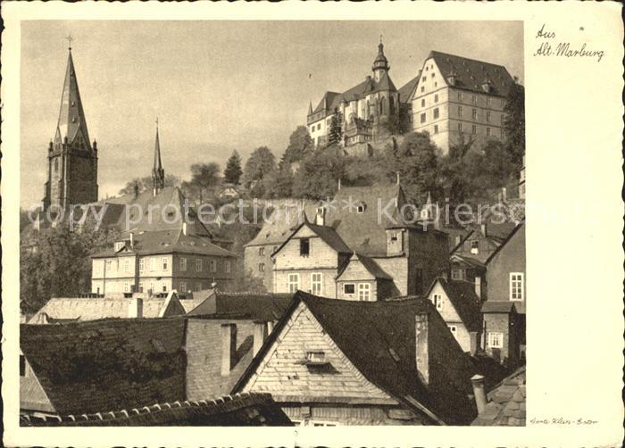 Alt Marburg Altstadt Kirche Schloss Kat. Marburg Lahn Nr. dk69466