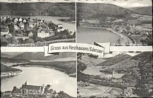 Herzhausen Edersee Schloss Waldeck Sperrmauer Bahnpost  Kat. Edertal