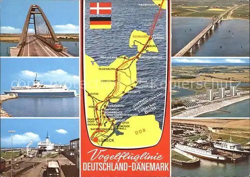 Insel Fehmarn Fehmarnsund Bruecke Faehren Gebietskarte Faehrhafen Fliegeraufnahmen