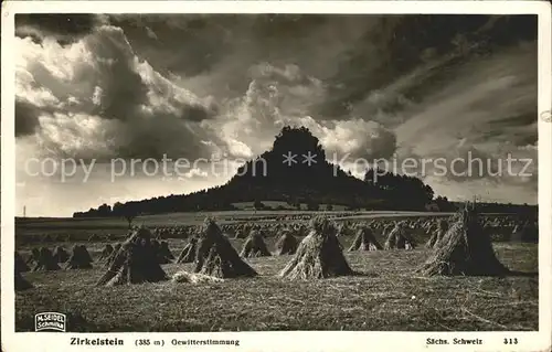 Foto Seidel M. Schmilka Nr. 313 Zirkelstein Gewitterstimmung 