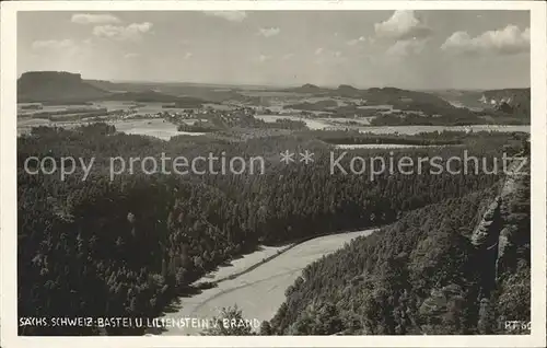 Saechsische Schweiz Elbsandsteingebirge Basteifelsen Lilienstein  Kat. Rathen Sachsen