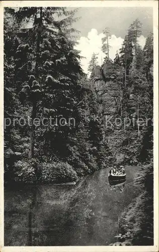 Saechsische Schweiz Kahnfahrt an der Oberen Schleuse Kat. Rathen Sachsen