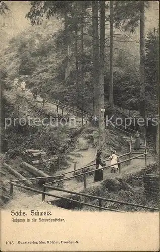 Saechsische Schweiz Aufgang zu den Schwedenloechern Kat. Rathen Sachsen