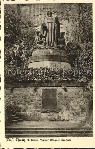 Lochmuehle Saechsische Schweiz Fremdenzimmer Pension im Liebetaler Grund Richard Wagner Denkmal / Lohmen Sachsen /Saechsische Schweiz-Osterzgebirge LKR