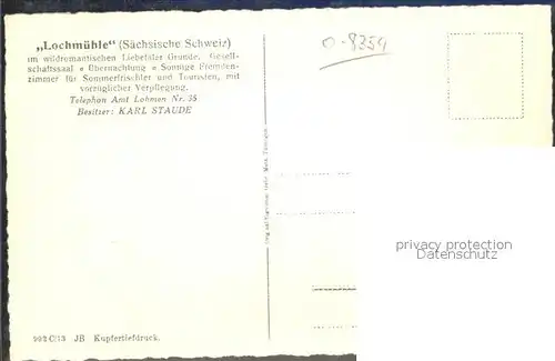 Lochmuehle Saechsische Schweiz Fremdenzimmer Pension im Liebetaler Grund / Lohmen Sachsen /Saechsische Schweiz-Osterzgebirge LKR