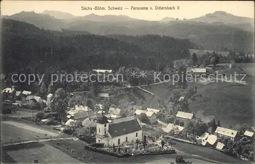 Dittersbach Duerrroehrsdorf Panorama Kirche