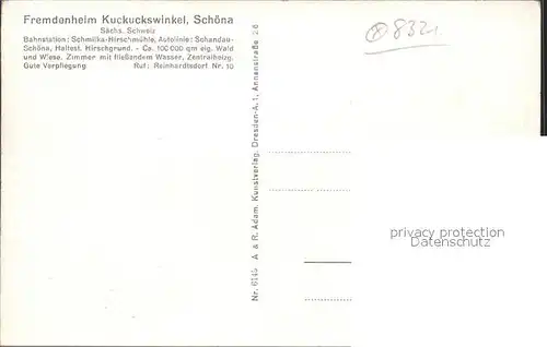 Schoena Elbe Fremdenheim Kuckuckswinkel Kat. Reinhardtsdorf Schoena