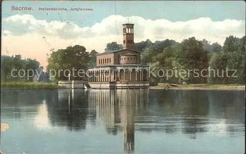 Sacrow Potsdam Jungfernsee mit Heilandskirche Kat. Potsdam