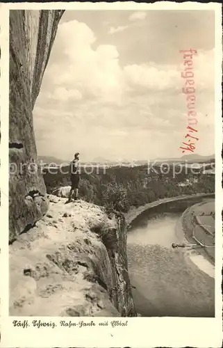 Saechsische Schweiz Rahm Hanke mit Elbtalblick Kat. Rathen Sachsen