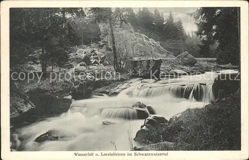 Zoeblitz Sachsen Wasserfall und Loreleifelsen im Schwarzwassertal Erzgebirge Kat. Zoeblitz