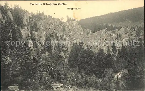 Zoeblitz Sachsen Ringmauer im Schwarzwassertal Felsen Erzgebirge Kat. Zoeblitz