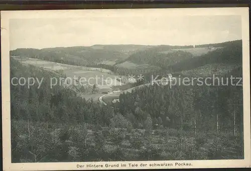 Zoeblitz Sachsen Panorama Hintere Grund im Tal der schwarzen Pockau Kat. Zoeblitz