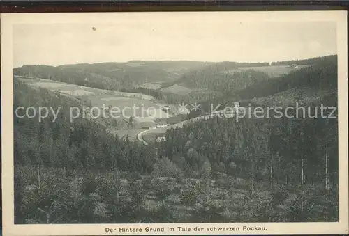 Zoeblitz Sachsen Panorama Hintere Grund im Tal der schwarzen Pockau Kat. Zoeblitz