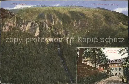 Saechsische Schweiz Grosser Winterberg mit Hotel Kat. Rathen Sachsen