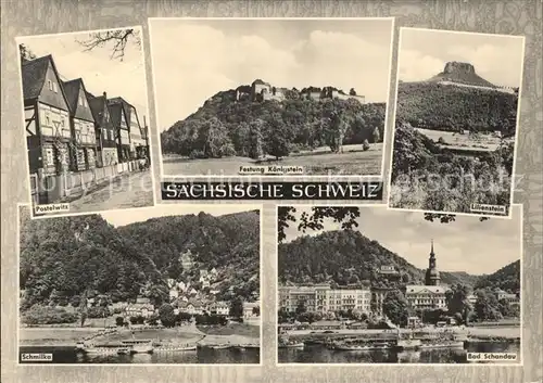 Saechsische Schweiz Postelwitz Festung Koenigstein Lilienstein Schmilka Bad Schandau Kat. Rathen Sachsen