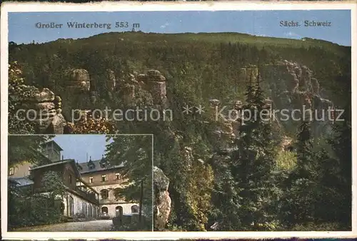 Saechsische Schweiz Grosser Winterberg mit Hotel Kat. Rathen Sachsen