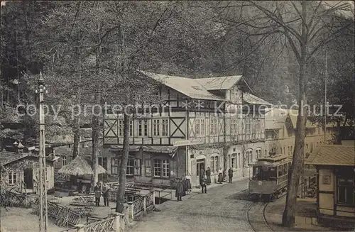 Saechsische Schweiz Lichtenhainer Wasserfall Restaurant Strassenbahn Kat. Rathen Sachsen