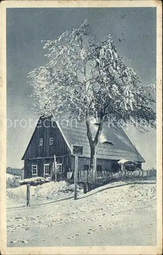 Erzgebirge Region Haus im Winter Kat. Annaberg