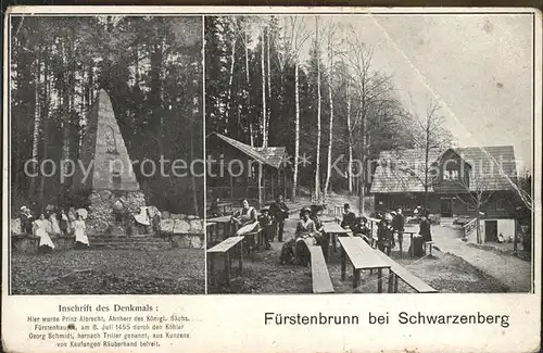 Fuerstenbrunn Schwarzenberg Denkmal Prinzenraub Koehlerhaus Gaststaette Historischer Ort Kat. Schwarzenberg