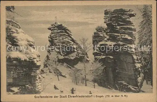 Greifensteine Erzgebirge Greifenstein Berghaus Felsformationen im Winter Kat. Typen