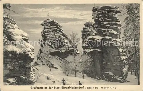 Greifensteine Erzgebirge Greifenstein Berghaus Felsformationen im Winter Kat. Typen