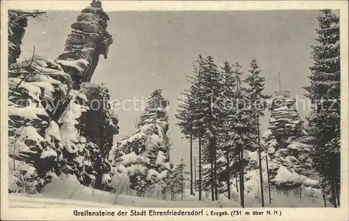 Greifensteine Erzgebirge Felsformationen im Winter Kat. Typen