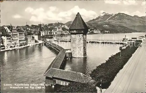 Luzern LU Kapellbruecke Wasserturm Rigi Vierwaldstaettersee Kat. Luzern