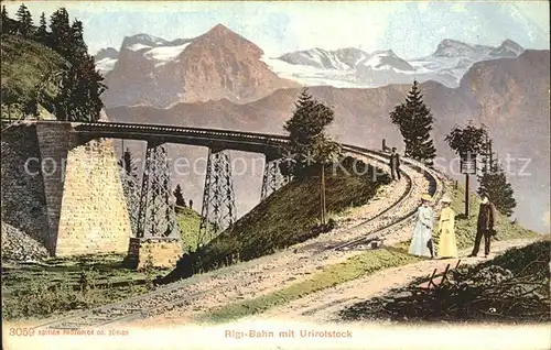 Rigibahn Bruecke mit Urirotstock Urner Alpen Kat. Eisenbahn