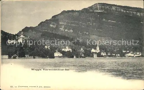 Weggis LU Ansicht vom Vierwaldstaettersee aus Kat. Weggis