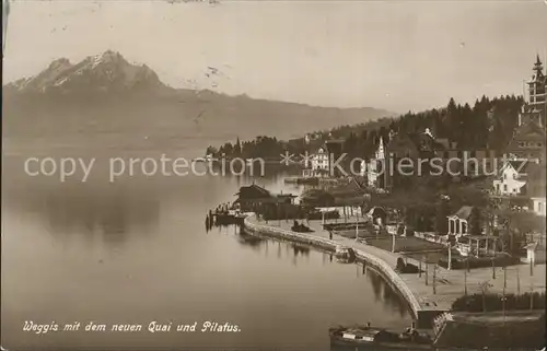 Weggis LU mit neuem Quai Vierwaldstaettersee Pilatus Kat. Weggis