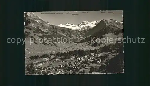 Adelboden Talabschluss mit Boden und Wildstrubel Berner Alpen Kat. Adelboden
