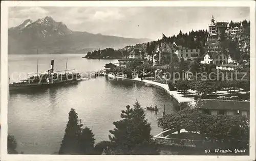 Weggis LU Quai Dampfer Vierwaldstaettersee Alpen Kat. Weggis