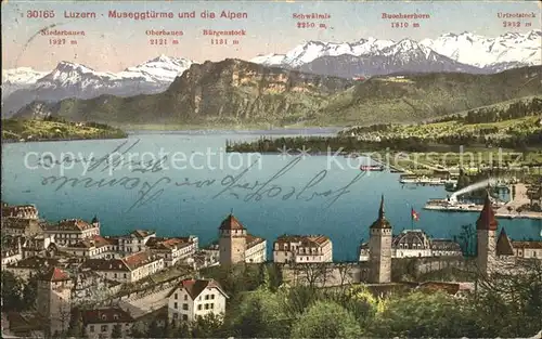 Luzern LU Museggtuerme Vierwaldstaettersee Alpenpanorama Kat. Luzern