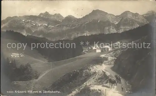 Kraezerli AR Panorama mit Saentiskette Appenzeller Alpen / Saentis /Rg. Saentis