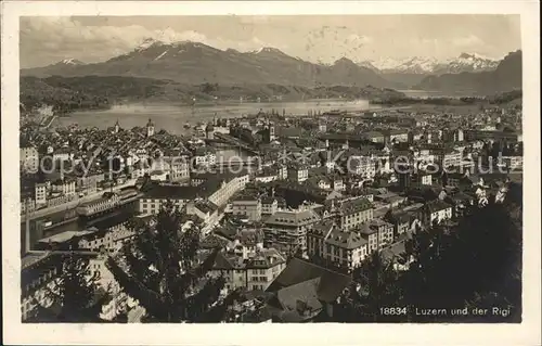 Luzern LU und der Rigi Vierwaldstaettersee Alpenpanorama Kat. Luzern