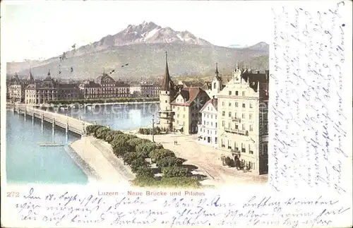 Luzern LU Neue Bruecke Vierwaldstaettersee Pilatus Kat. Luzern