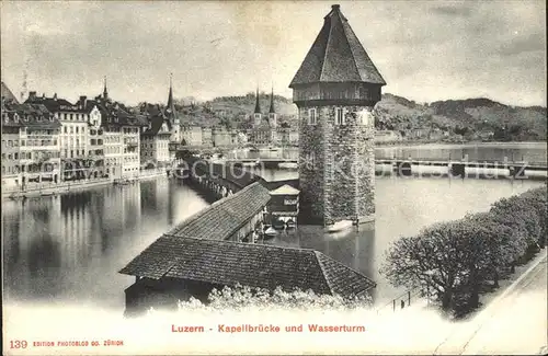 Luzern LU Kapellbruecke Wasserturm Wahrzeichen Vierwaldstaettersee Kat. Luzern