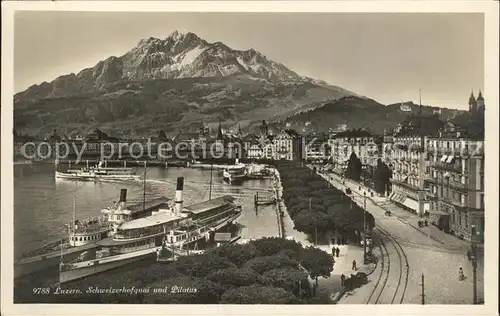 Luzern LU Schweizerhofquai und Pilatus Vierwaldstaettersee Dampfer Kat. Luzern