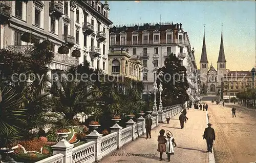 Luzern LU Promenade vor dem Hotel Schweizerhof Hofkirche Kat. Luzern