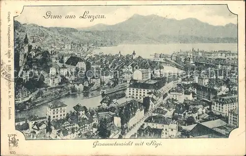 Luzern LU Gesamtansicht mit Rigi Vierwaldstaettersee Kat. Luzern