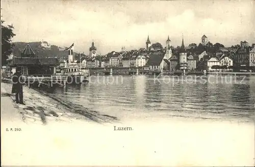 Luzern LU Uferpromenade Anleger Dampfer Vierwaldstaettersee Kat. Luzern