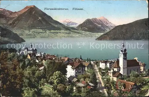 Vitznau Ortsansicht mit Kirche Alpenpanorama / Vitznau /Bz. Luzern