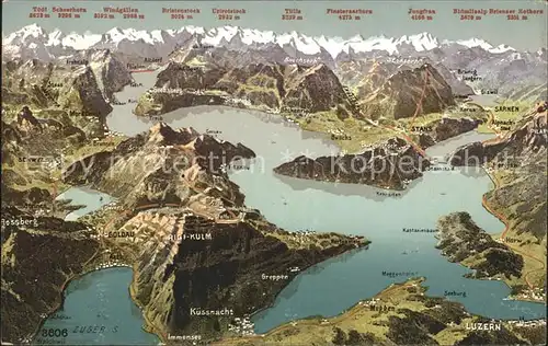 Luzern LU Vierwaldstaettersee und Umgebung Alpenpanorama aus der Vogelschau Kat. Luzern