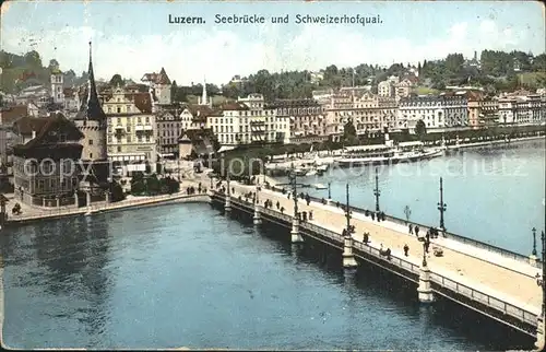 Luzern LU Seebruecke Schweizerhofquai Vierwaldstaettersee Kat. Luzern