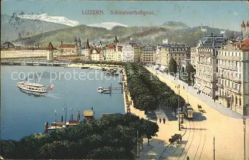 Luzern LU Schweizerhofquai Vierwaldstaettersee Dampfer Kat. Luzern