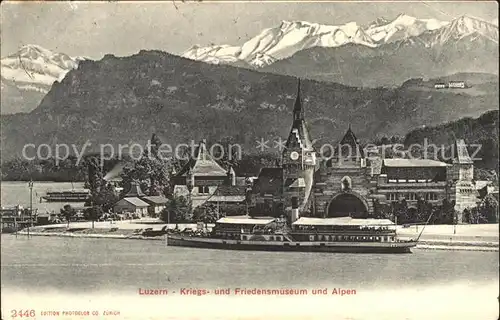 Luzern LU Kriegsmuseum Friedensmuseum Alpenblick Dampfer Vierwaldstaettersee Kat. Luzern